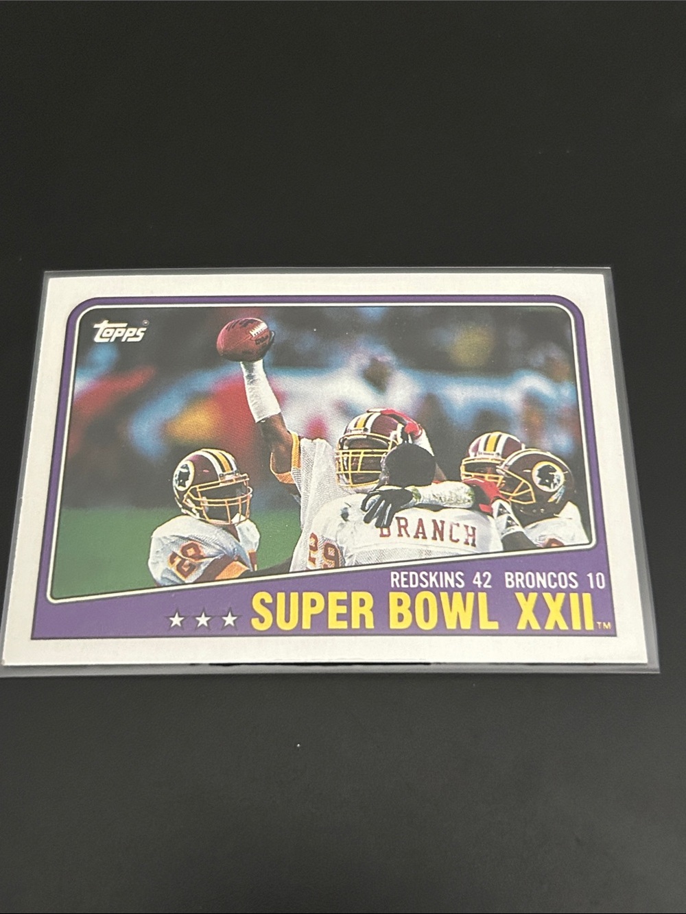 Topps Super Bowl XXII Card - Purple and Yellow Accents